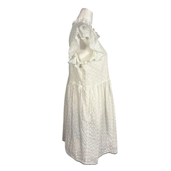 Time and Tru Womens Ruffle Eyelet Dress with Flutter Sleeves Vivid White Size XL - Picture 7 of 11